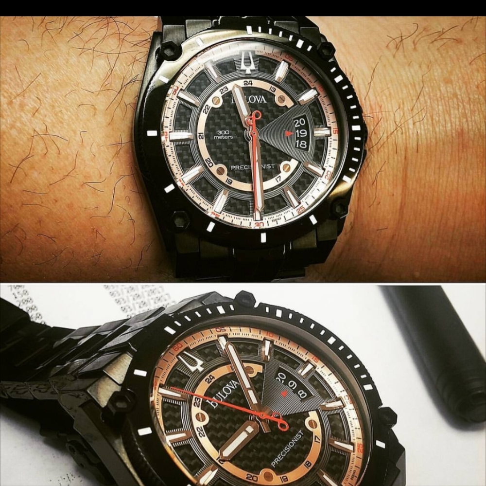 Bulova Black and Rose gold Precisionist Watch Ref 98B143